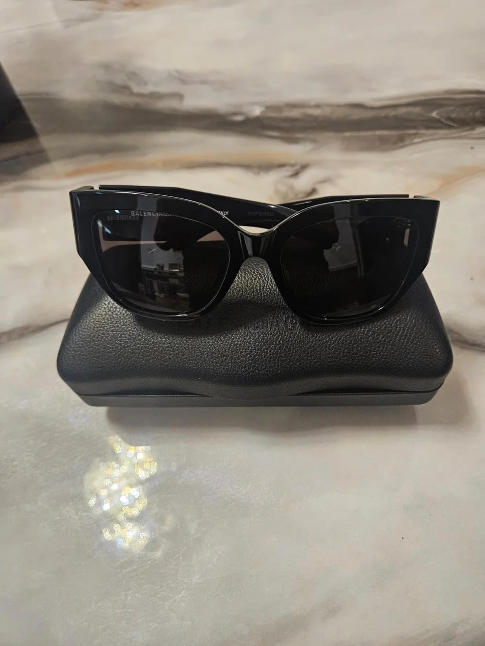 Balenciaga Black Sunglasses with Gold BB Accent